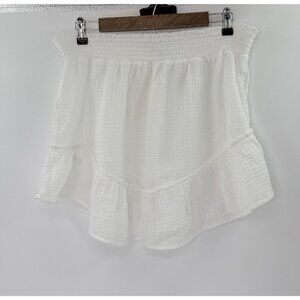 Wild Fable White Gauze Smocked Ruffle Swim Cover Up Skirt Size L Boho Vacation‎